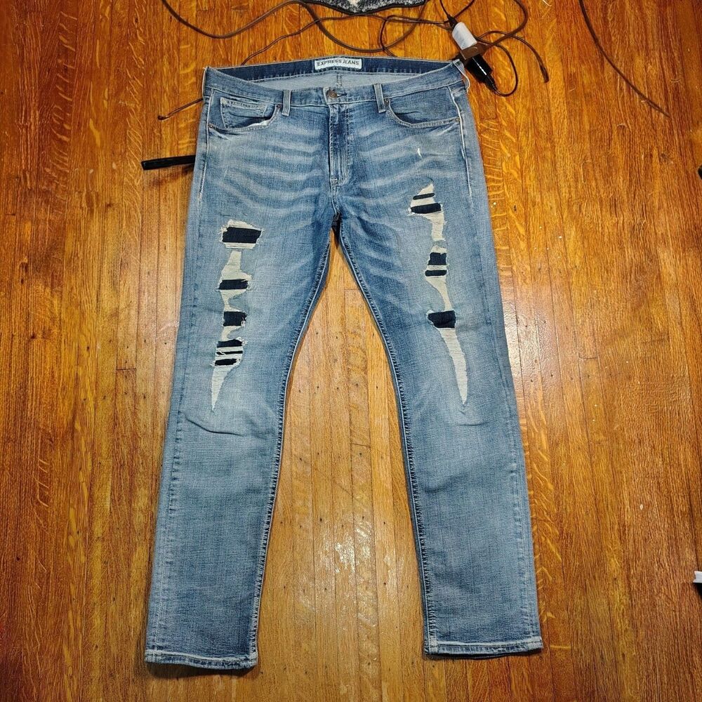 Express Distressed Rocco Slim Fit Mens Jeans Sz 36x32/T568